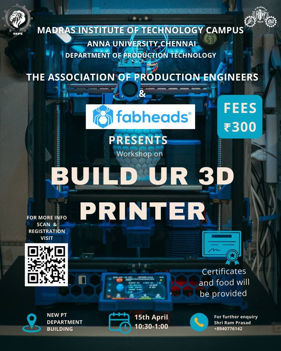 Build Your 3D Printer Workshop by Fabheads Automation 2023